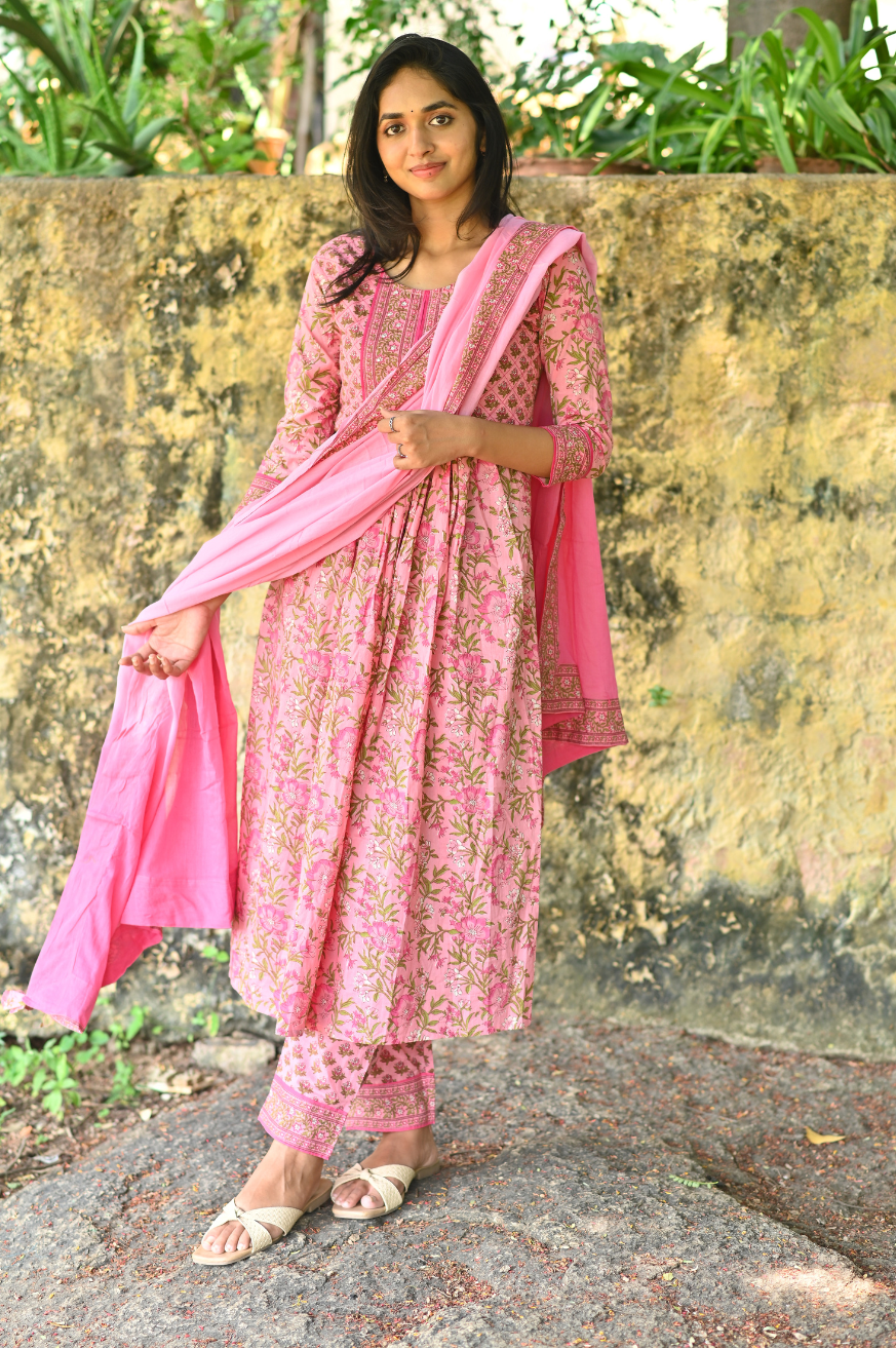 Tiyara - Pure hand block cotton printed floral prints pattern